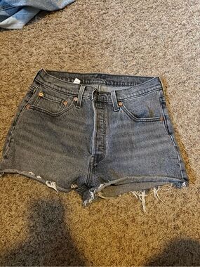 Levi's Dark Gret Wash High-Rise Cutoff Jean Shorts
